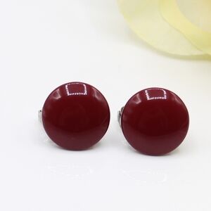 Vintage burgundy button earrings